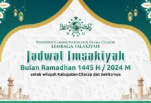Jadwal Imsakiyah Ramadhan 2024 M/1445 H Cilacap Sekitarnya