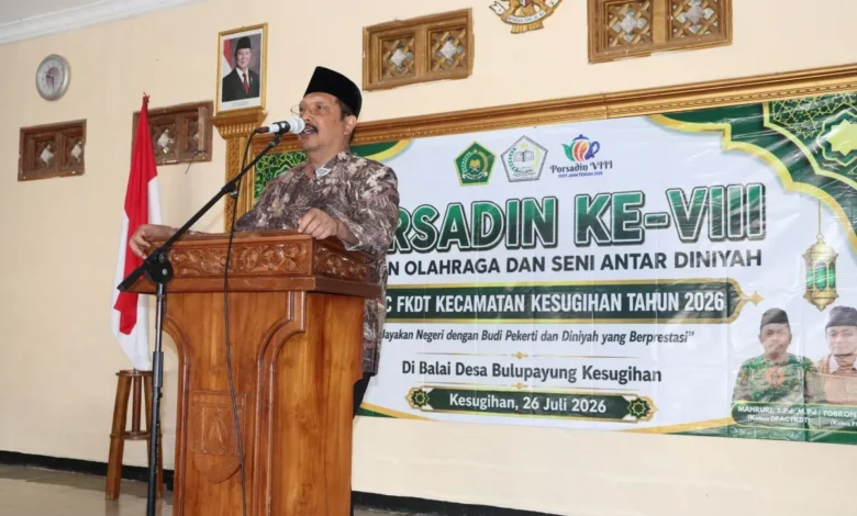 Kakan Kemenag Cilacap H Aziz Muslim saat hadiri Porsadin FKDT Kesugihan, Ahad (26/07/2026)